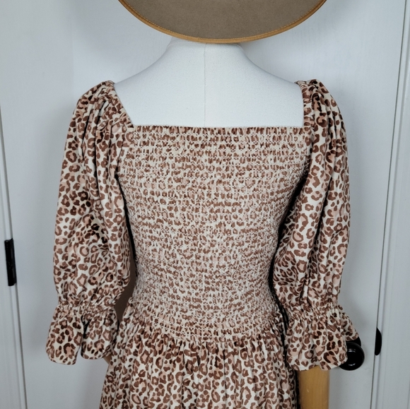 Ivy City Co. Leapord Print Smocked Dress Size Small - Picture 13 of 15